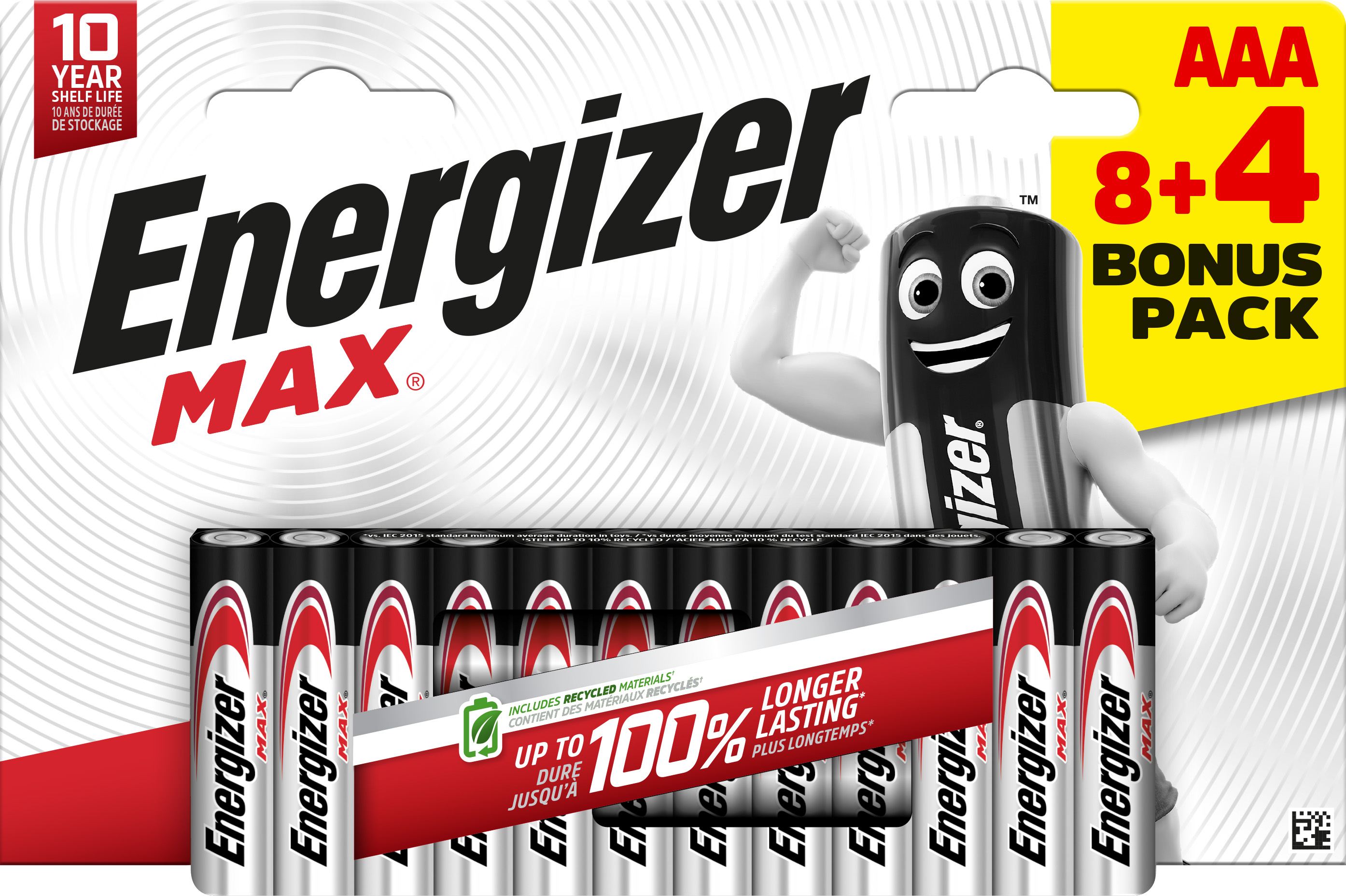 Energizer Max Alkaline AAA Battery Pack of 8+4