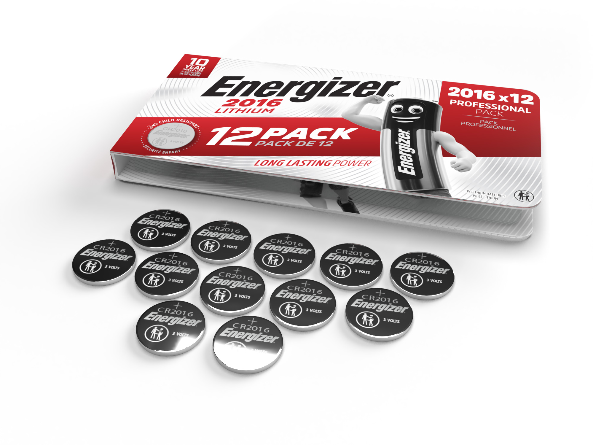 Energizer Lithium CR2016 Coin Cell Pack of 12