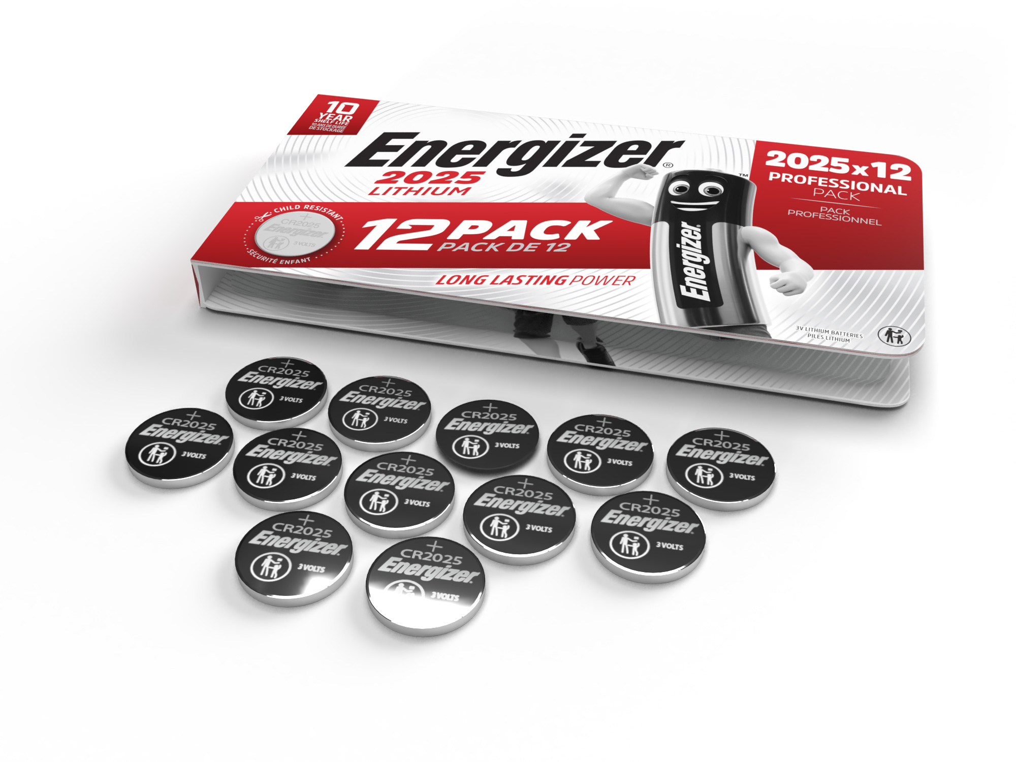 Energizer Lithium CR2025 Coin Cell Pack of 12