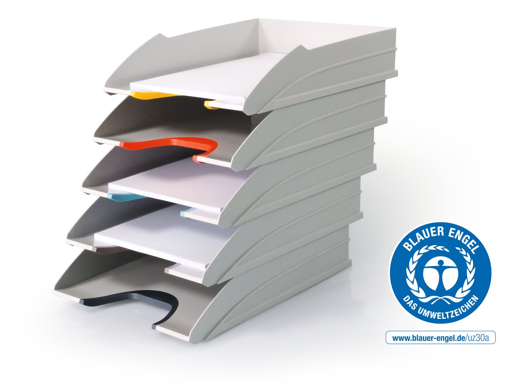 Durable VARICOLOR MIX ECO Stackable Letter Tray Files | A4+ Colour Coded 5 Pack