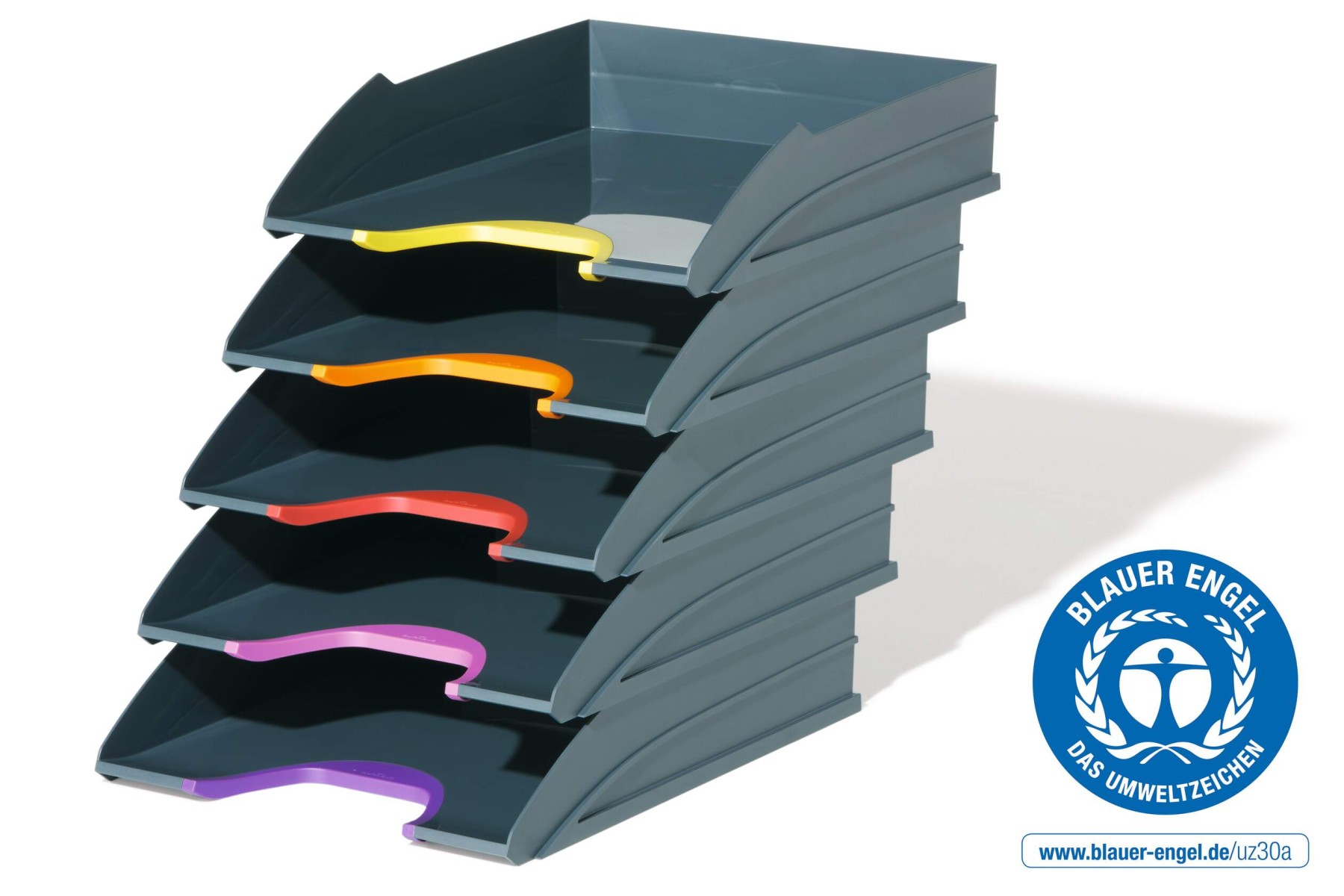 Durable VARICOLOR ECO Stackable Letter Tray Files | A4+ Colour Coded 5 Pack
