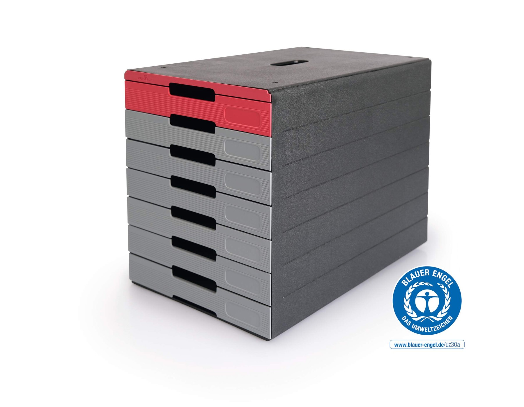 Durable IDEALBOX ECO 7 Drawer Recycled Plastic File Storage Organiser | Red