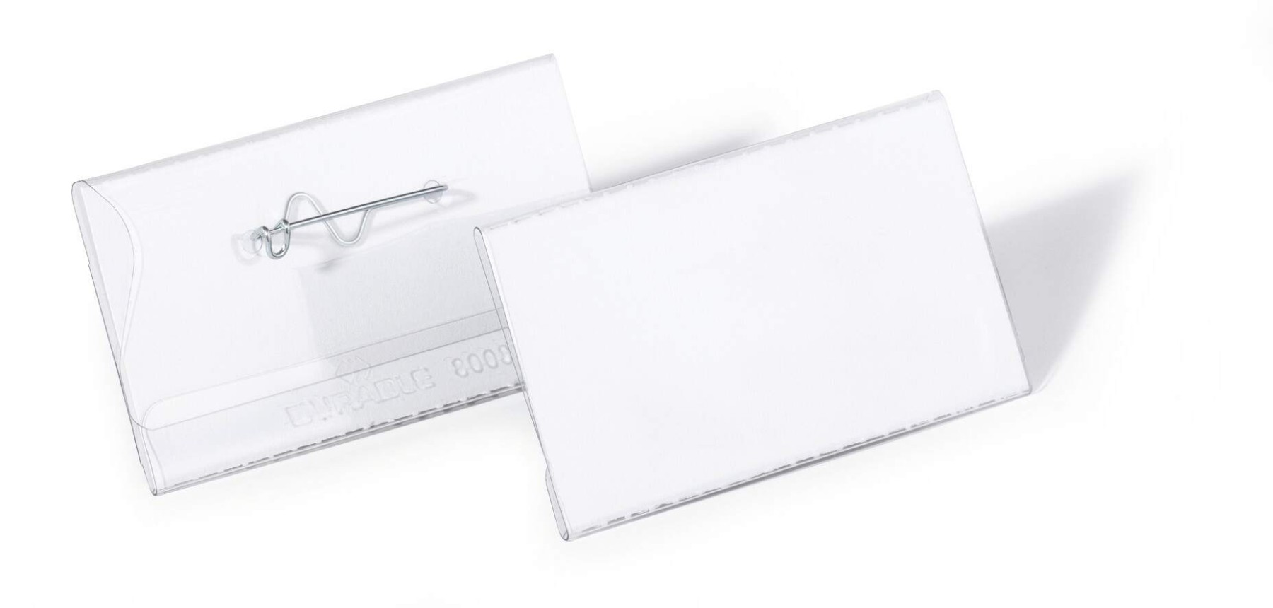 Durable Conference Pin Name Tag Badge Holders + Inserts | 100 Pack | 40 x 75mm