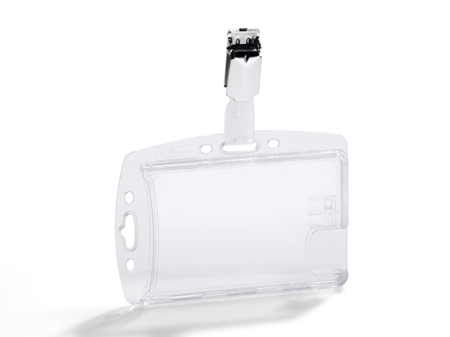 Durable Enclosed DUO 2 Card Clip Security Pass ID Badge Holder | 25 Pack | Clear