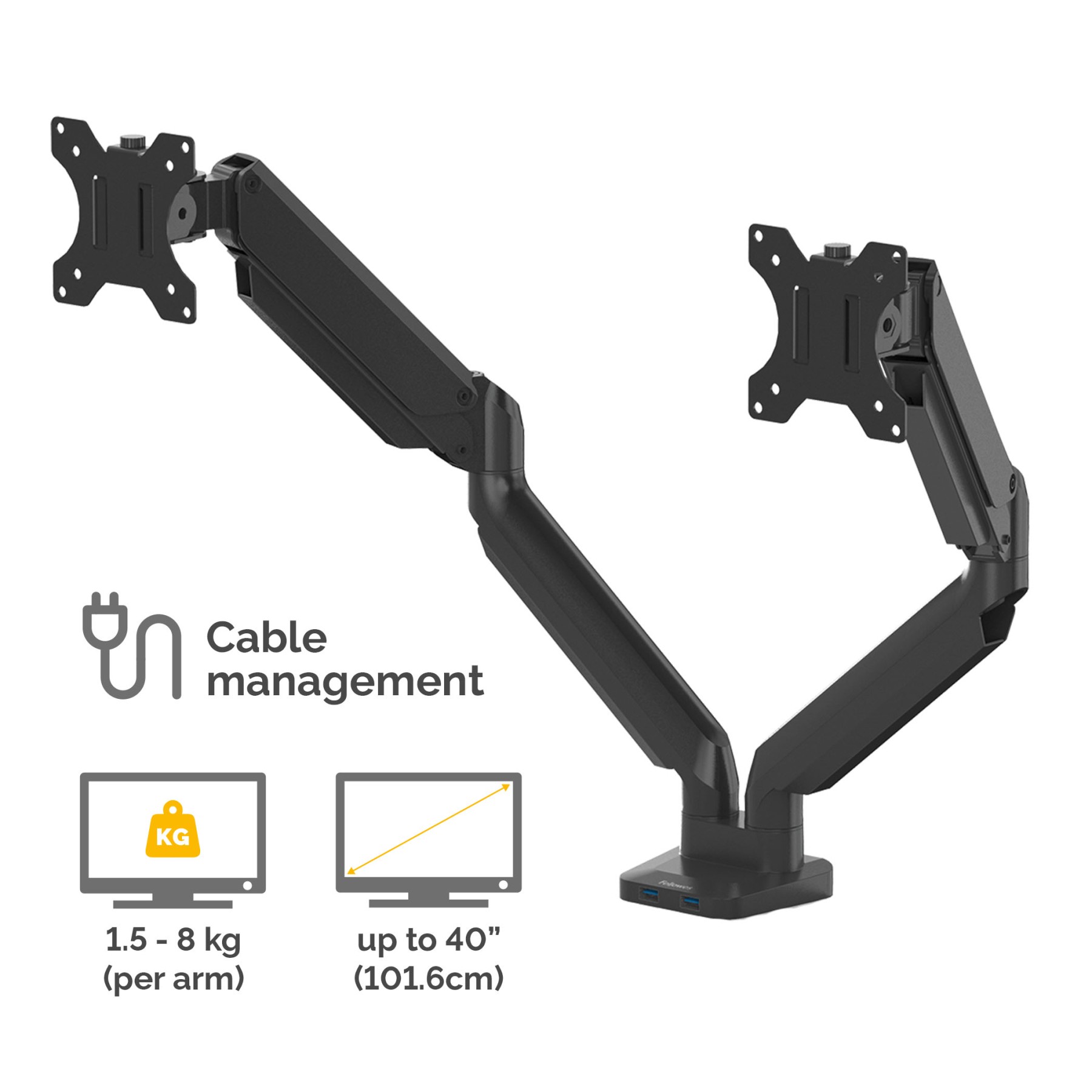 PLATINUM SERIES DUAL MONITOR ARM - BLACK