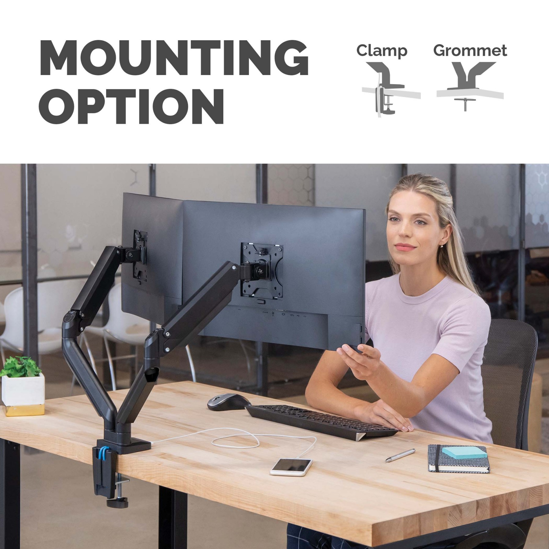 PLATINUM SERIES DUAL MONITOR ARM - BLACK