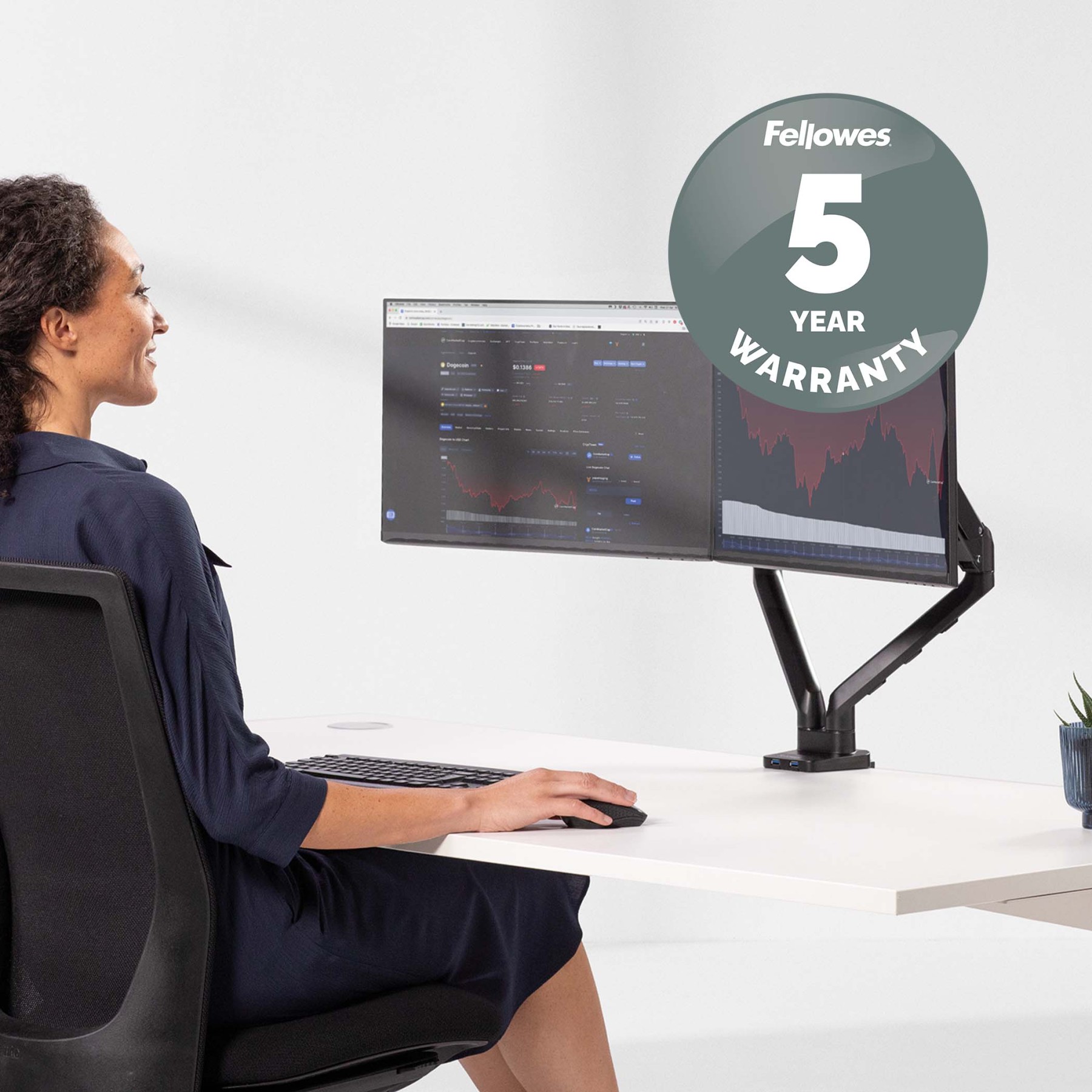 PLATINUM SERIES DUAL MONITOR ARM - BLACK