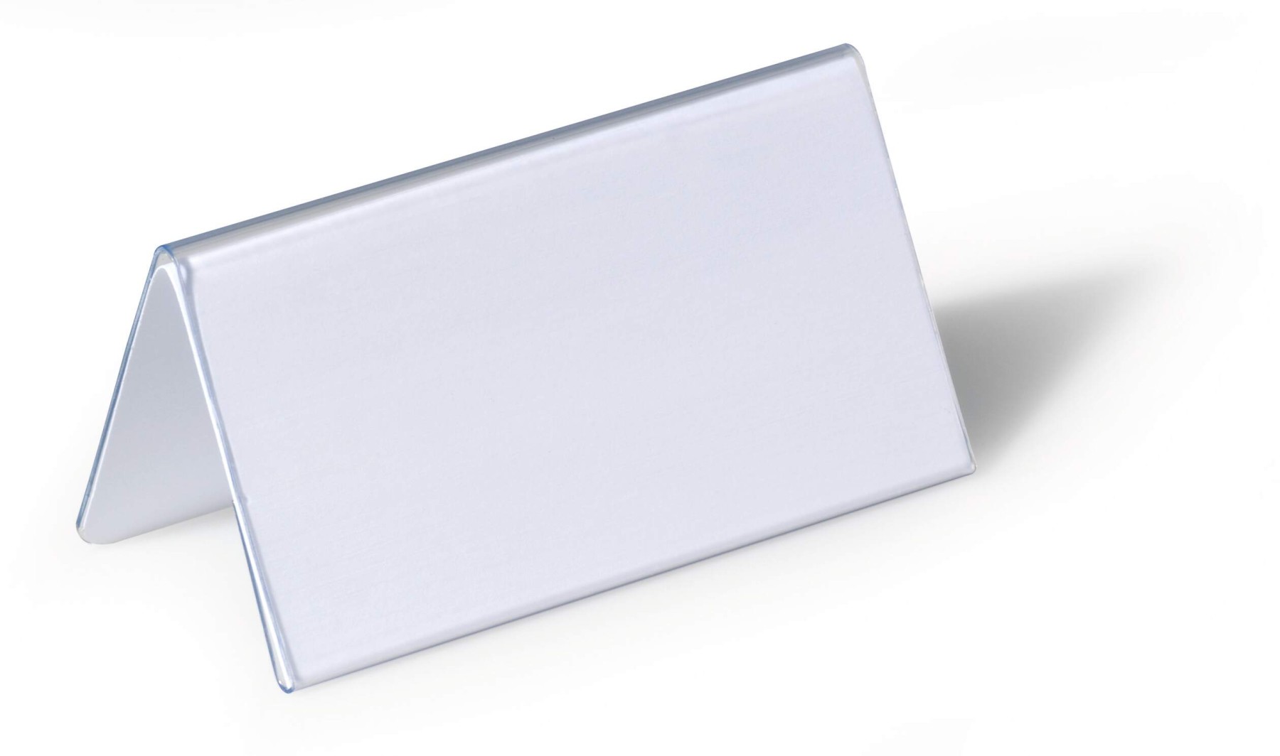 Durable Clear Plastic Table Place Name Holders and Inserts | 25 Pack | 52x100mm