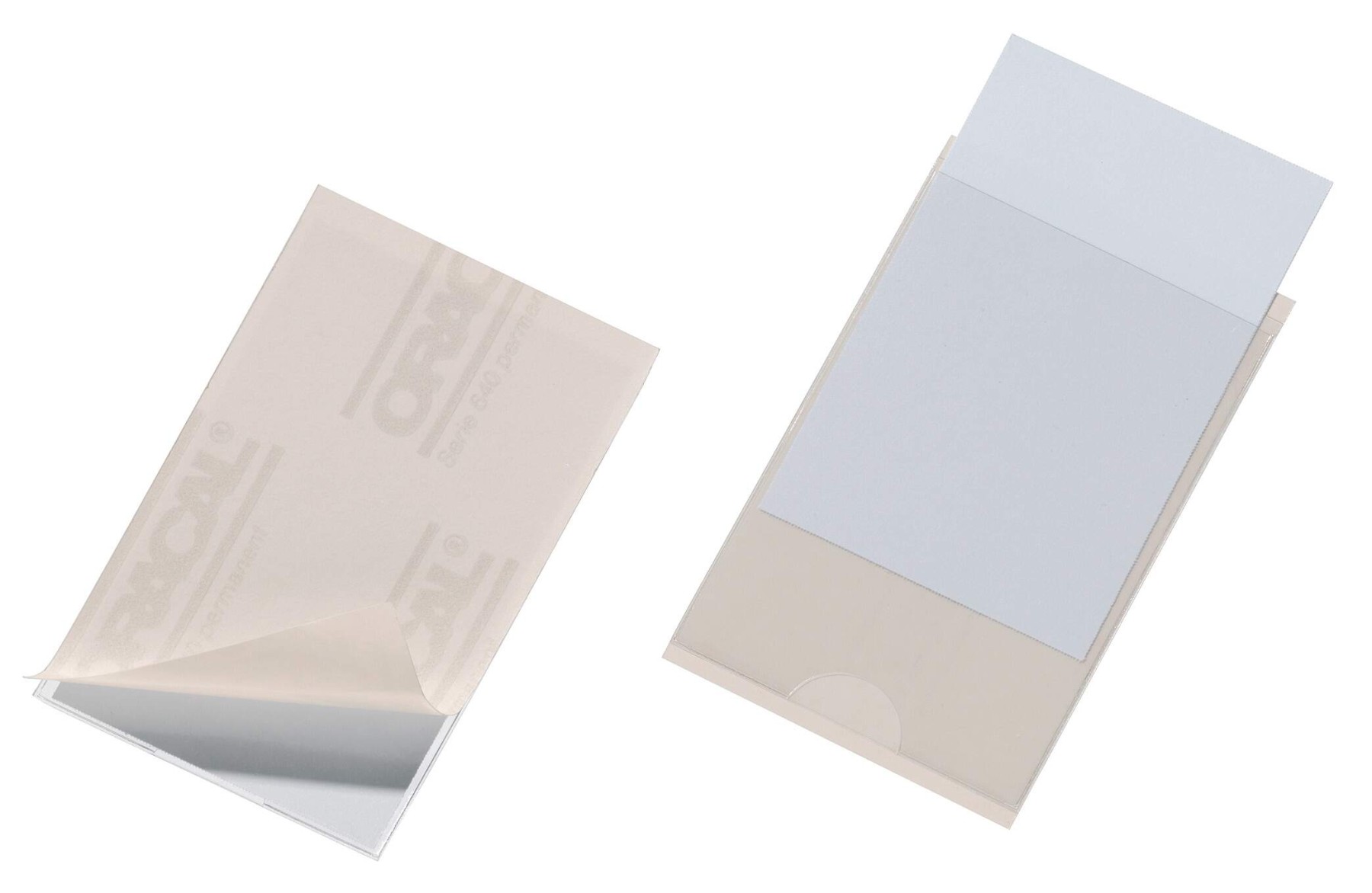 Durable POCKETFIX Self-Adhesive Clear Label Sleeve Pockets | 10 Pack | 90 x 57mm