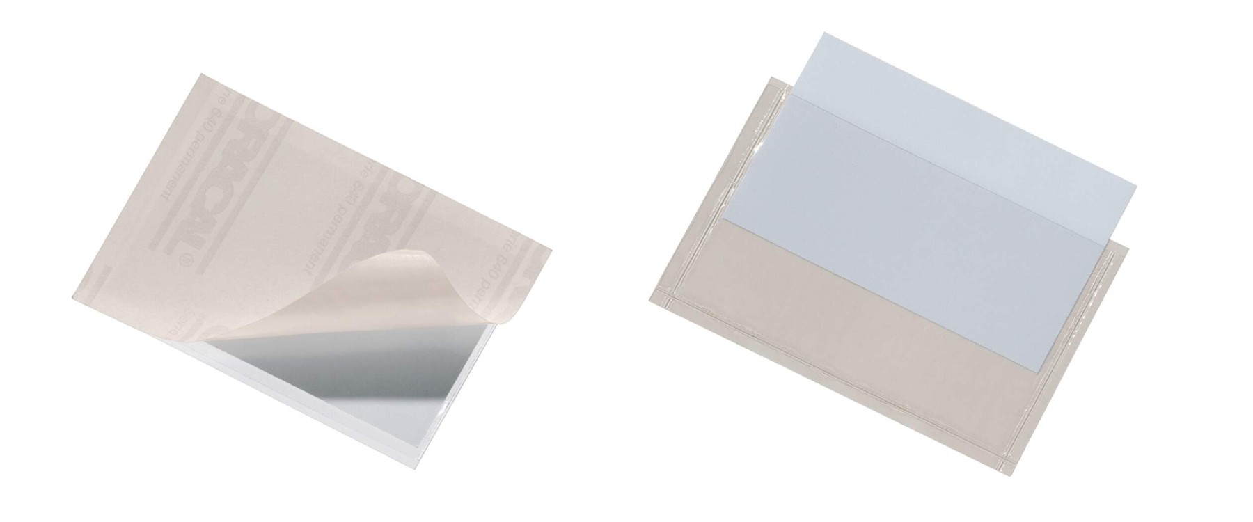 Durable POCKETFIX Self-Adhesive Clear Label Sleeve Pockets | 10 Pack | 90 x 57mm