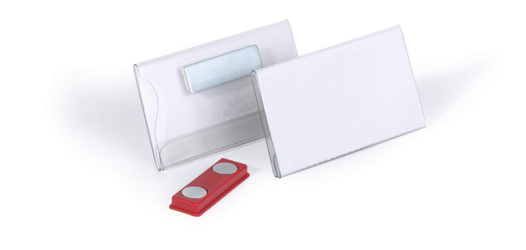 Durable Conference Magnet Name Tag Badge Holders + Inserts | 25 Pack | 40 x 75mm