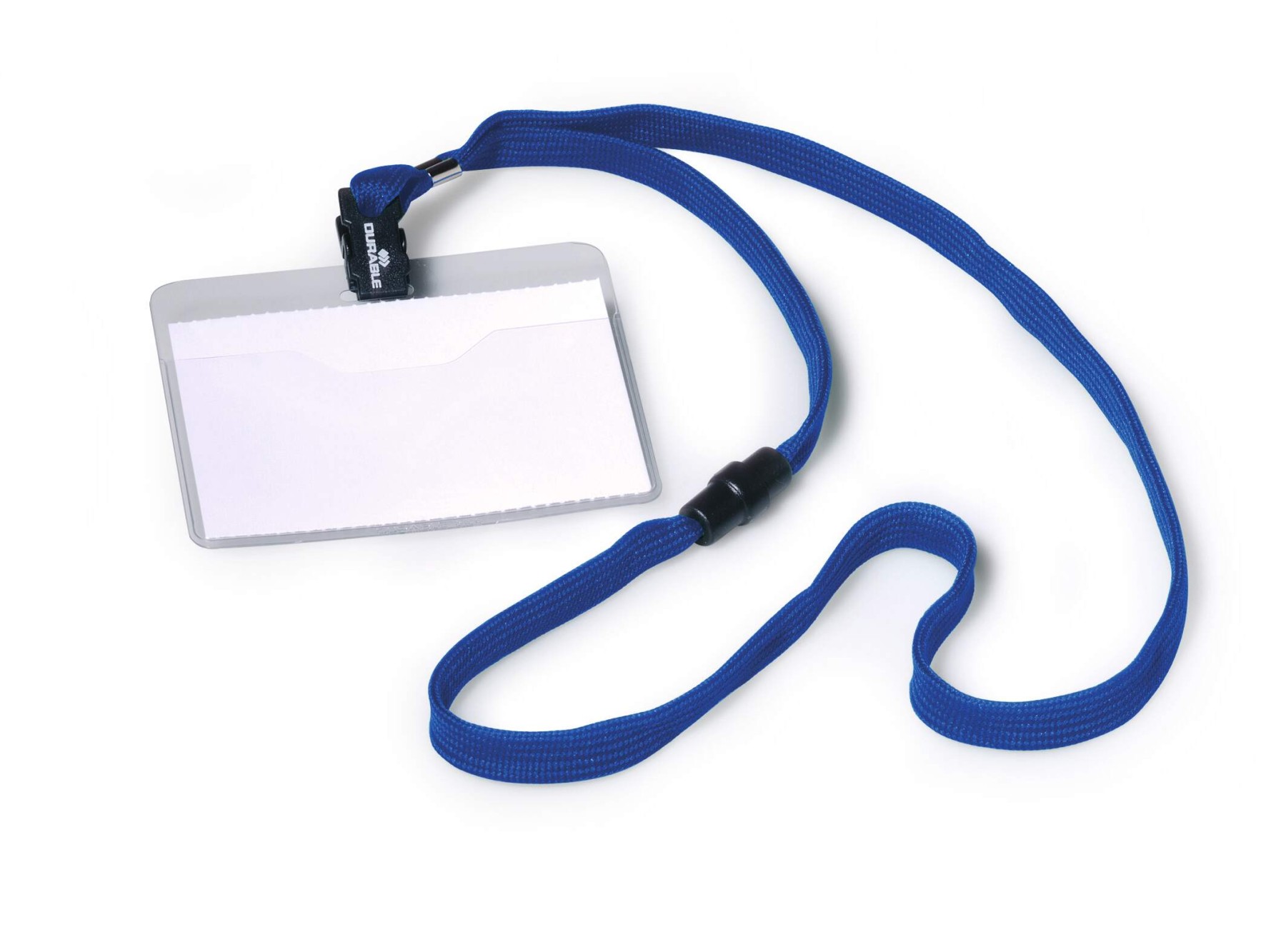 Durable Lanyard Name Badge Blue ID Card Holder + Inserts | 10 Pack | 60 x 90mm