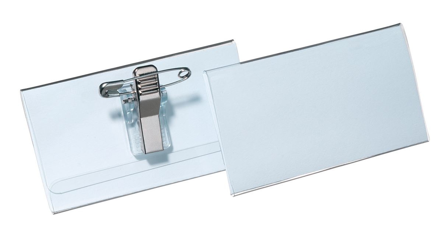 Durable COMBI CLIP Clip & Pin Name Badge ID Holder + Inserts | 50 Pack | 40x76mm