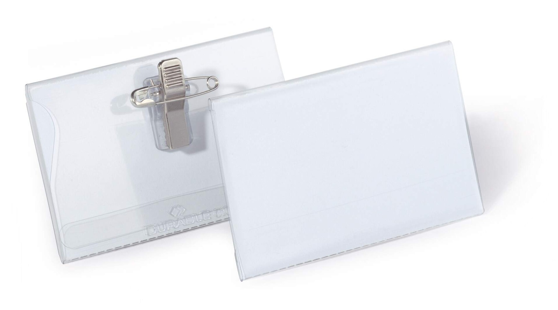 Durable COMBI CLIP Clip & Pin Name Badge ID Holder + Inserts | 20 Pack | 54x90mm