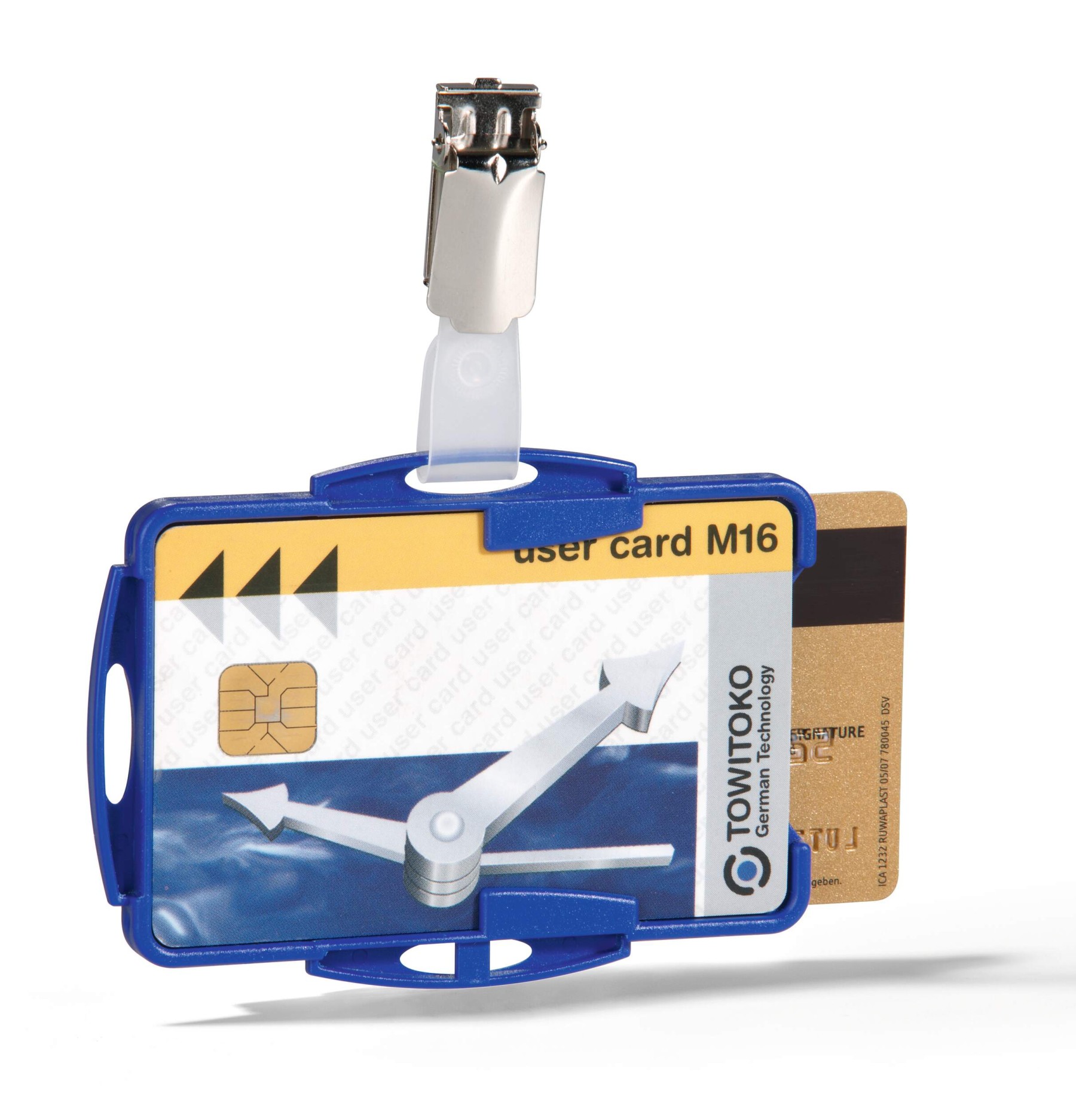 Durable DUO 2 Card Security Pass ID Badge Holders with Clip | 25 Pack | Blue