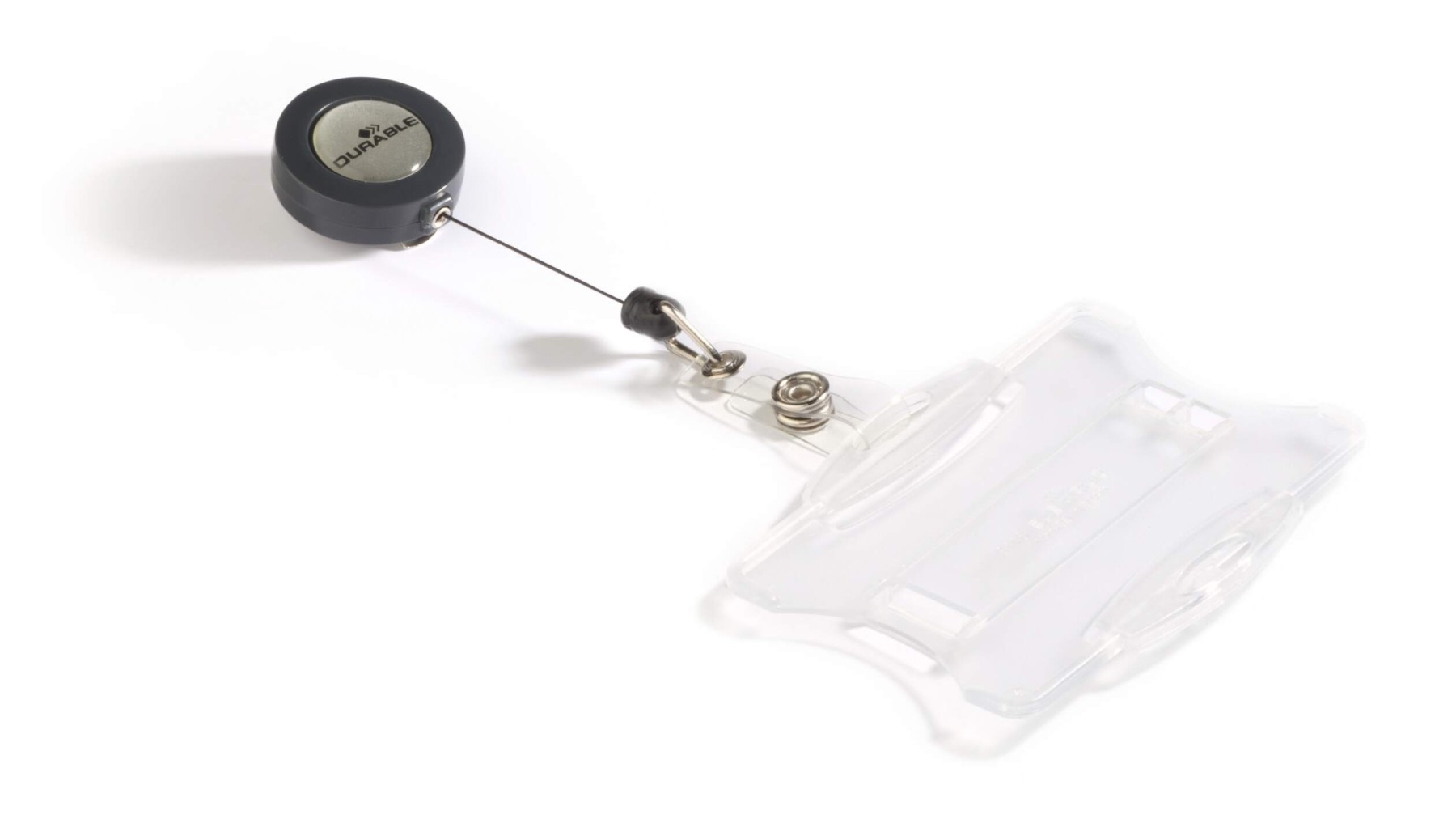Durable DUO 2 Card Security Pass ID Holders with Badge Reel | 10 Pack | Clear