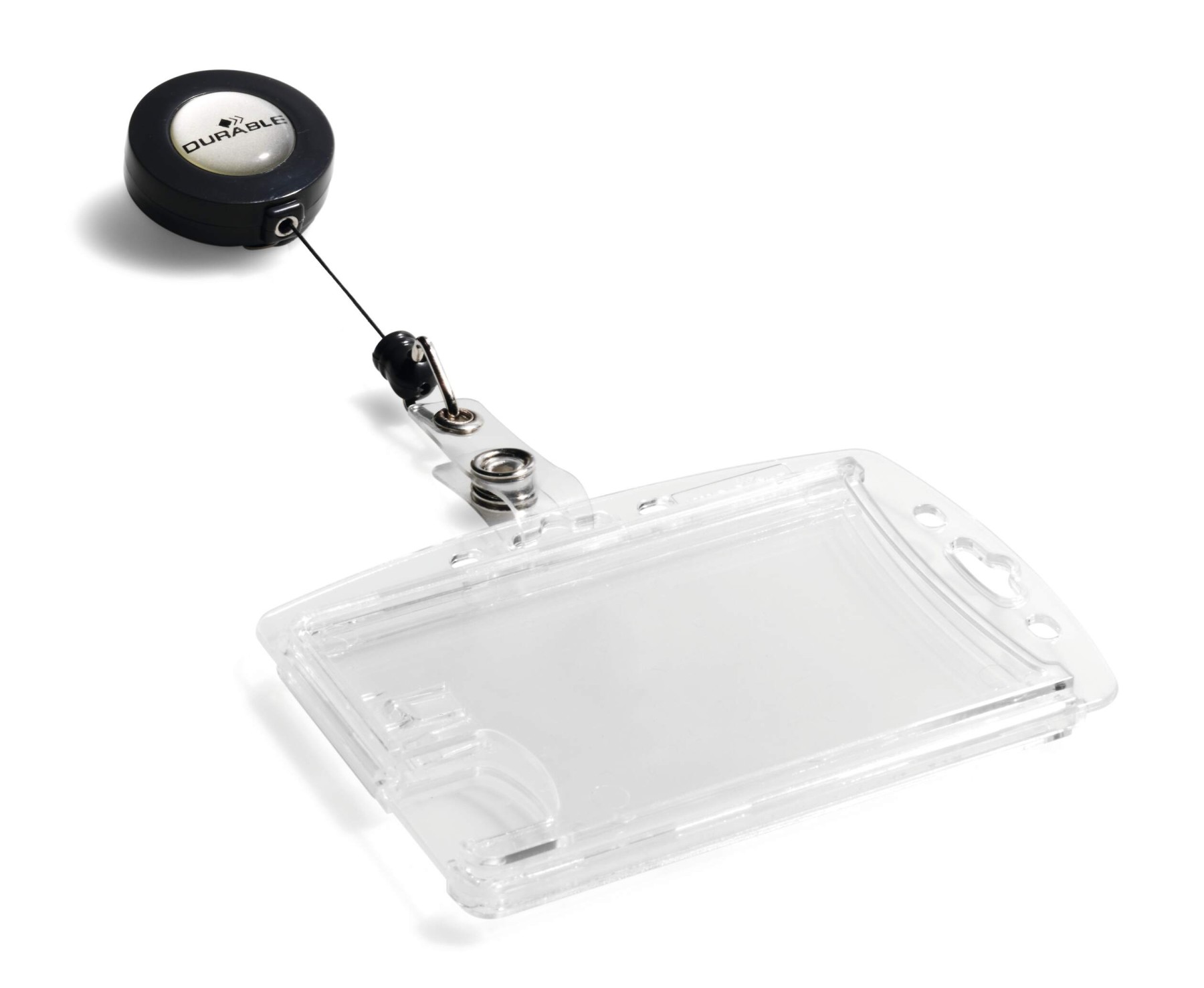 Durable Enclosed 2 Card Badge Reel Security Pass ID Holders | 10 Pack | Clear
