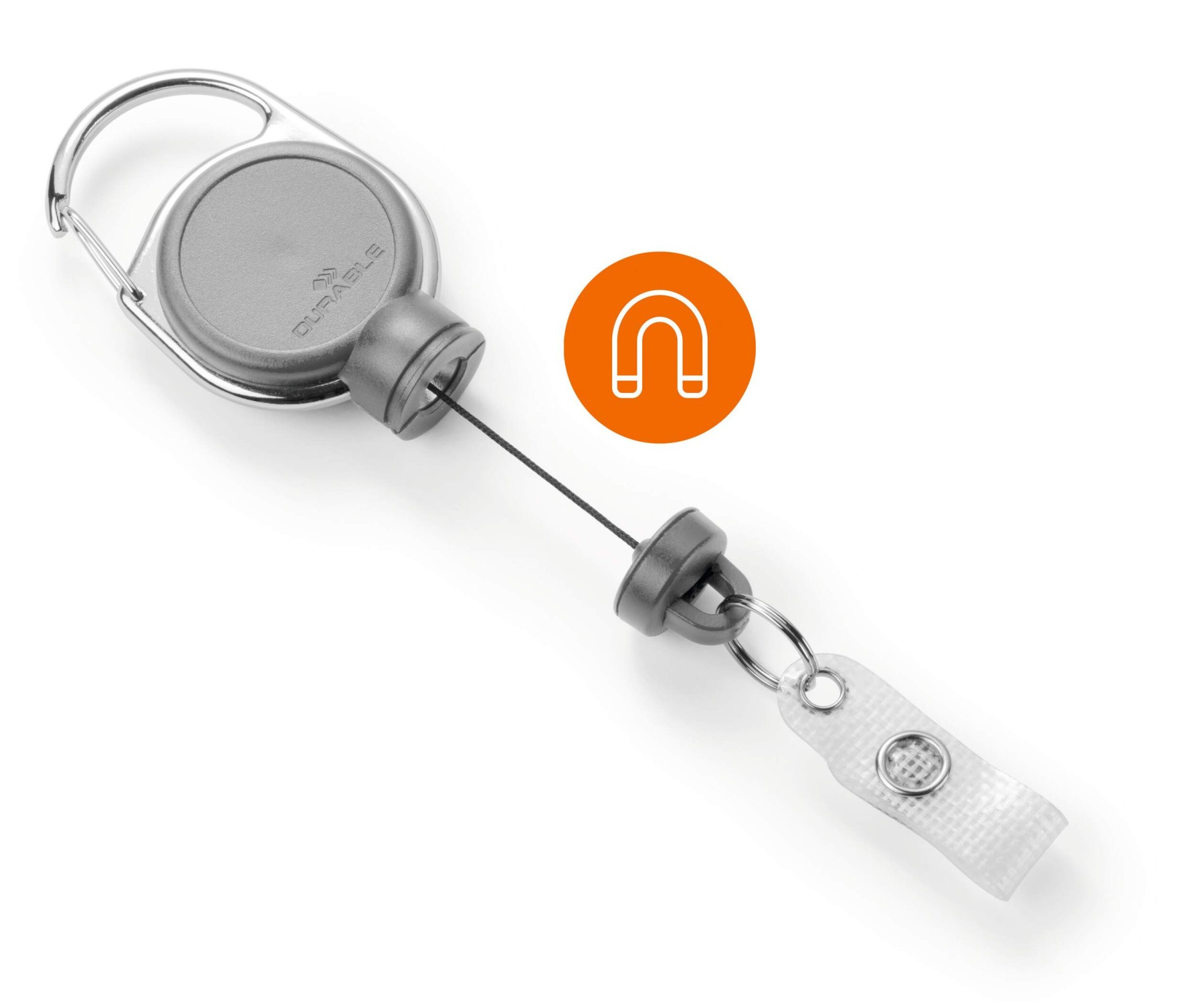 Durable Extra Strong Retractable Clip Badge Reels for ID & Keys | Grey