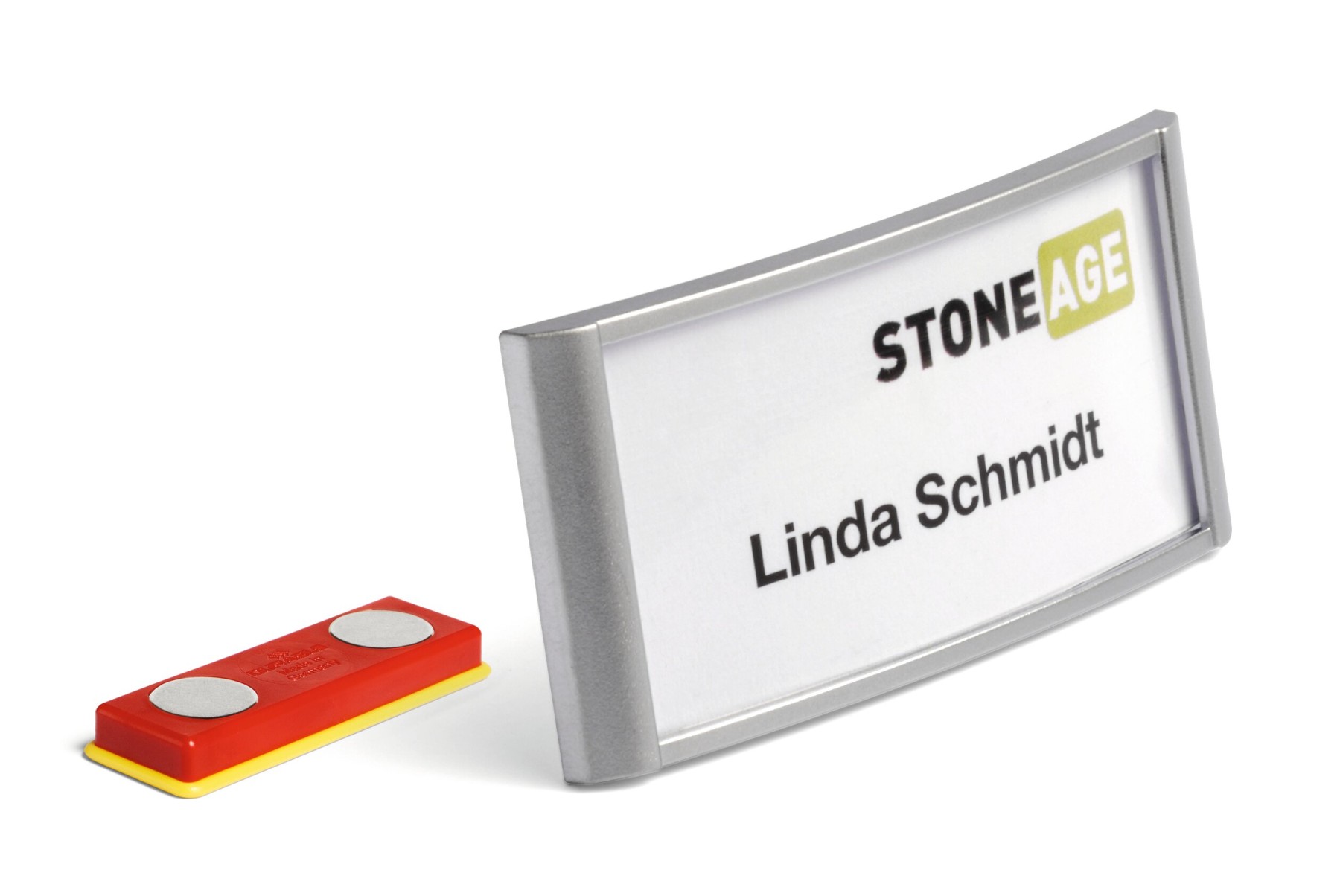 Durable Classic Magnetic Name Tag Badge Holders + Inserts | 10 Pack | 34 x 74mm