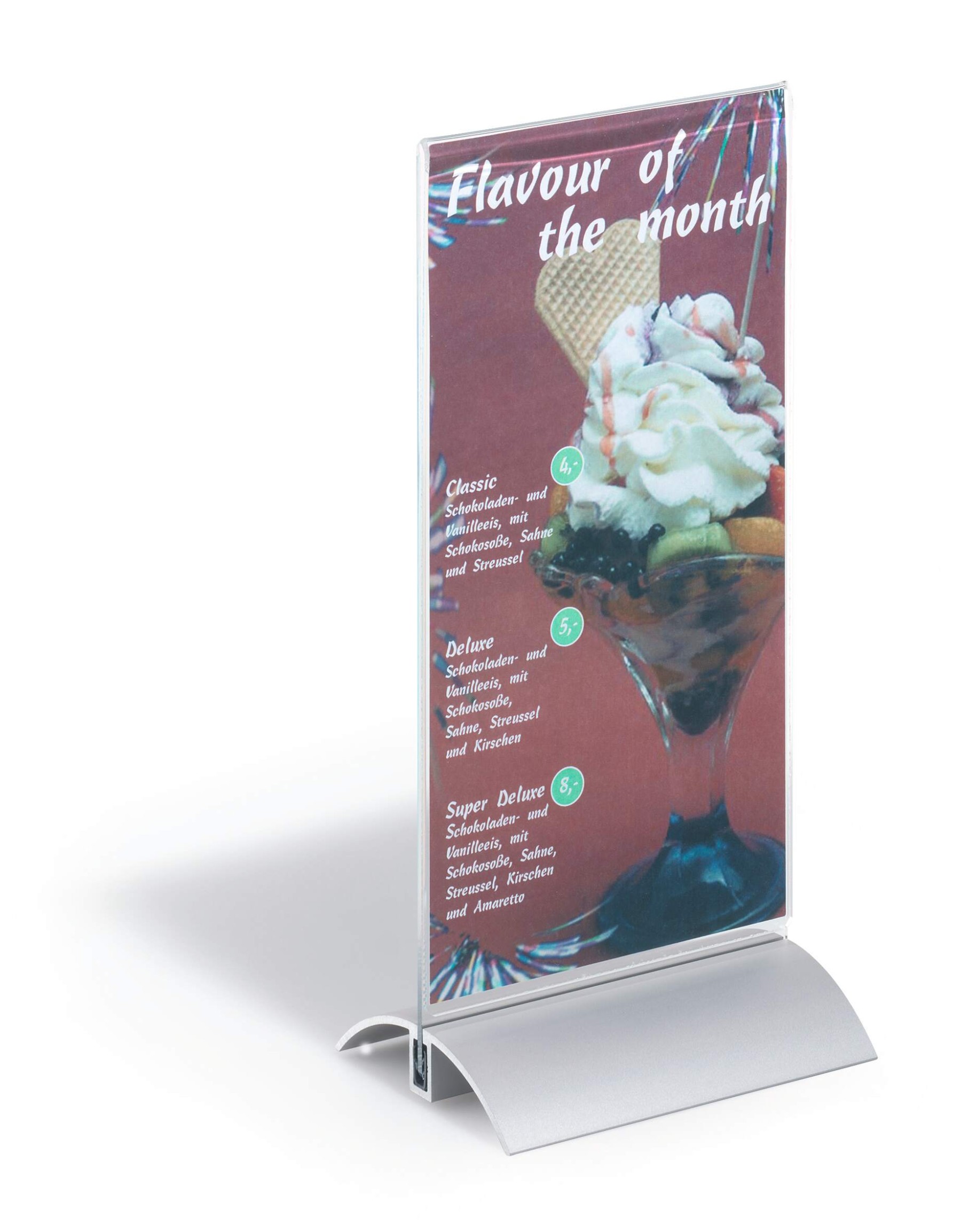 Durable Acrylic Metal Table Display Stand Menu & Sign Holder | 1/3 A4 | Clear
