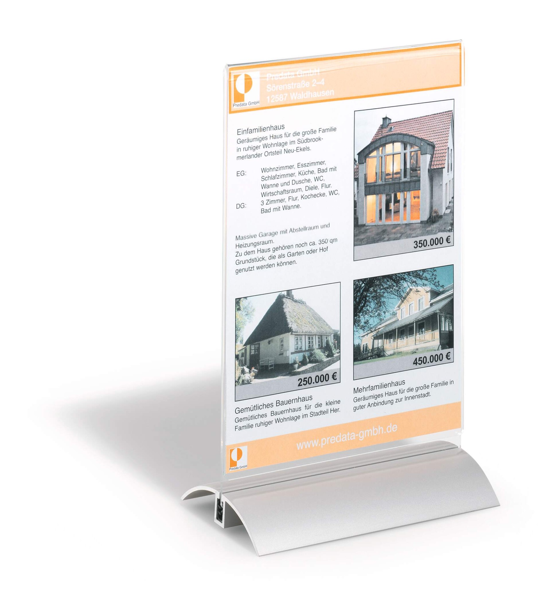Durable Acrylic Aluminium Display Stand Table Menu & Sign Holder | A5 | Clear 