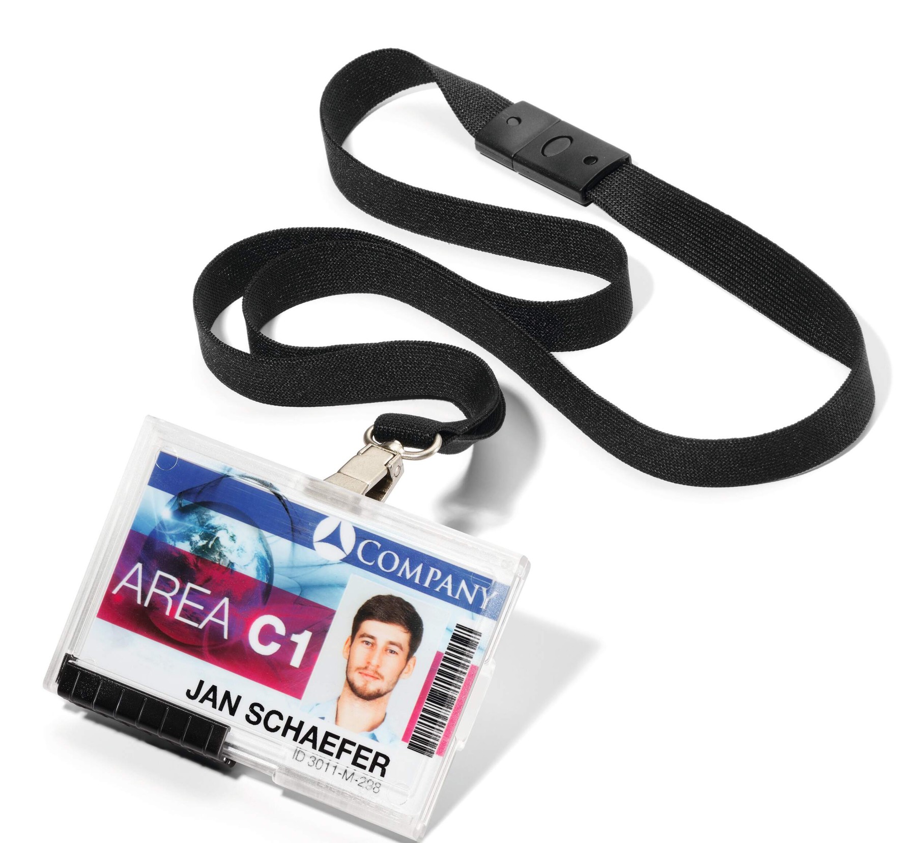 Durable PUSHBOX Duo 2 Card Security ID Holders with Lanyards | 10 Pack | Clear