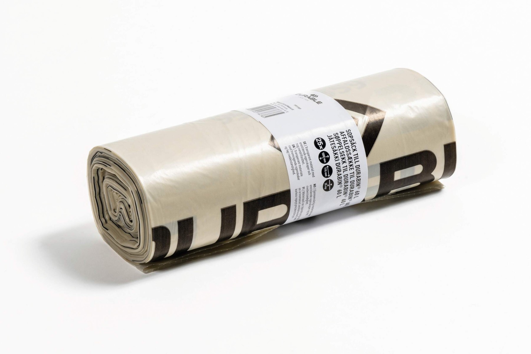 Durable ECO 110L Bin Bags | 100% Recycled Bin Liners | Fits 60L Bins | 25 Pack