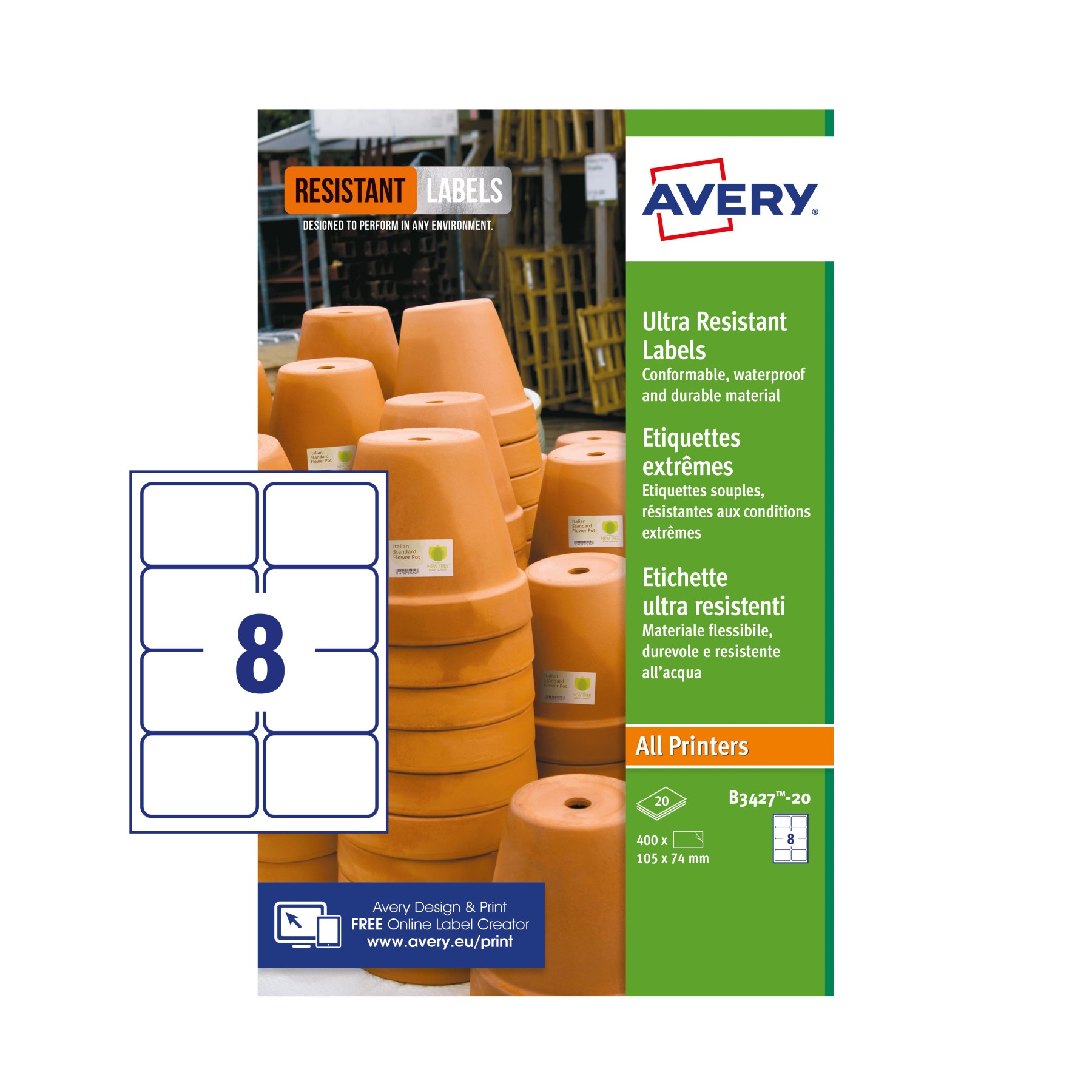Avery Ultra Resistant Labels, 74x105mm, White