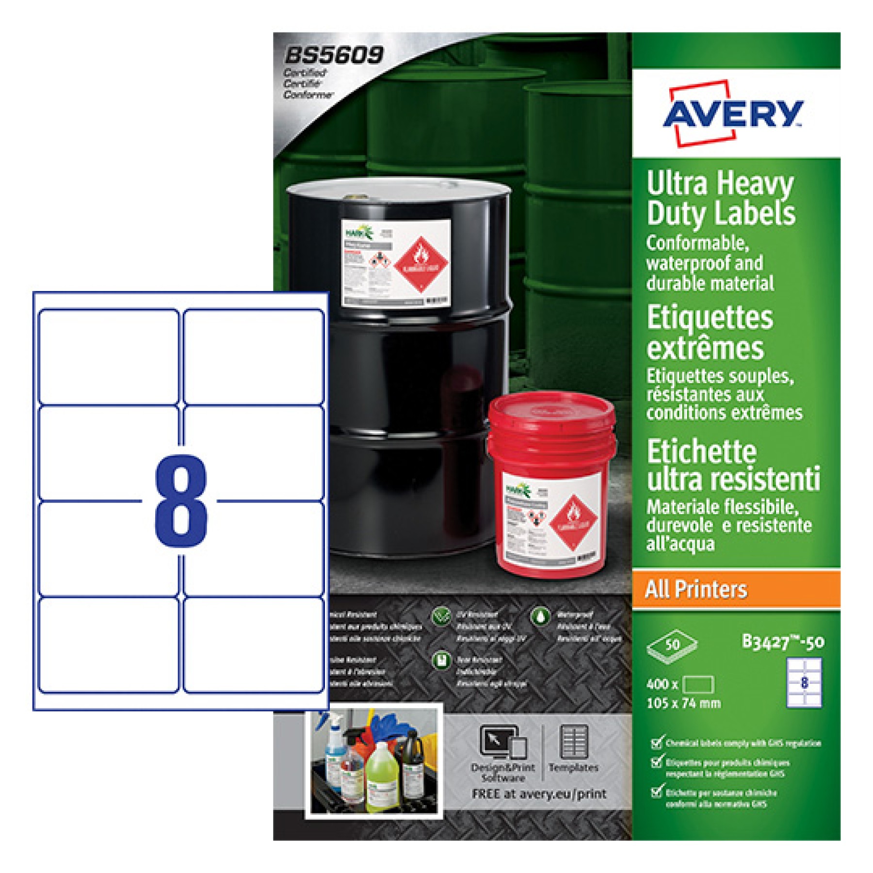 Avery Ultra Resistant Labels, 74x105mm, White