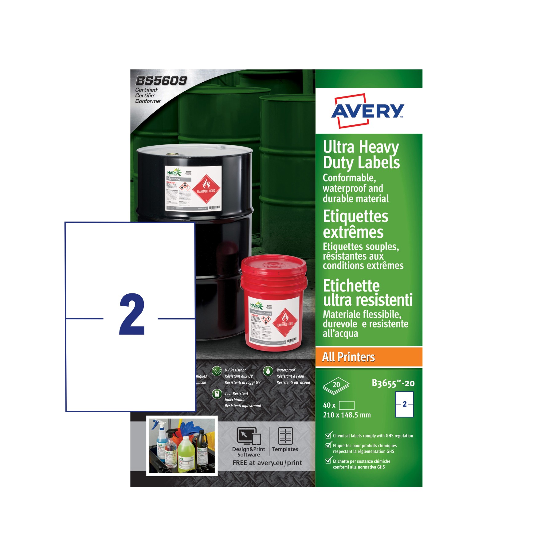 Avery Ultra Resistant Labels, 148x210mm, White