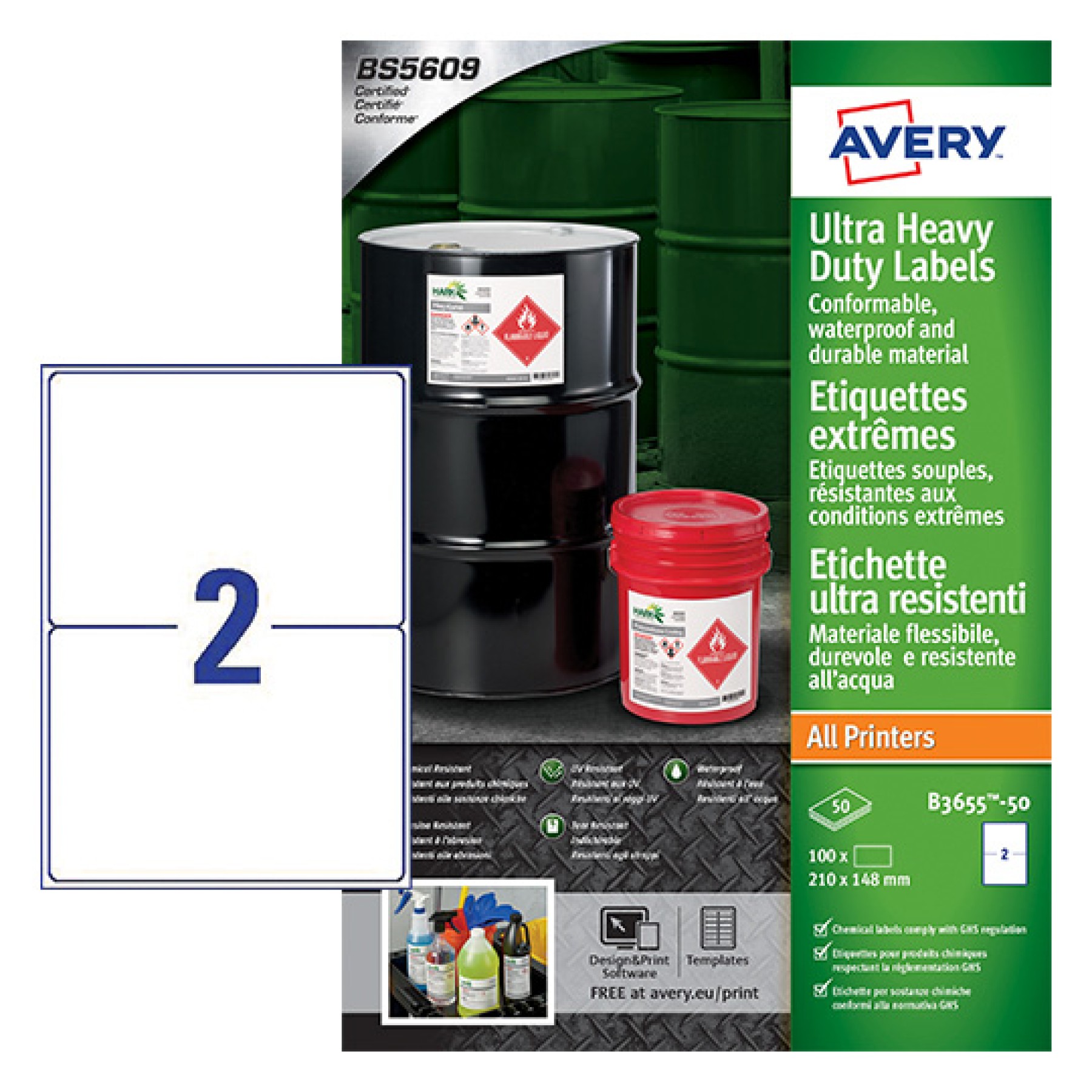 Avery Ultra Resistant Labels, 148x210mm, White