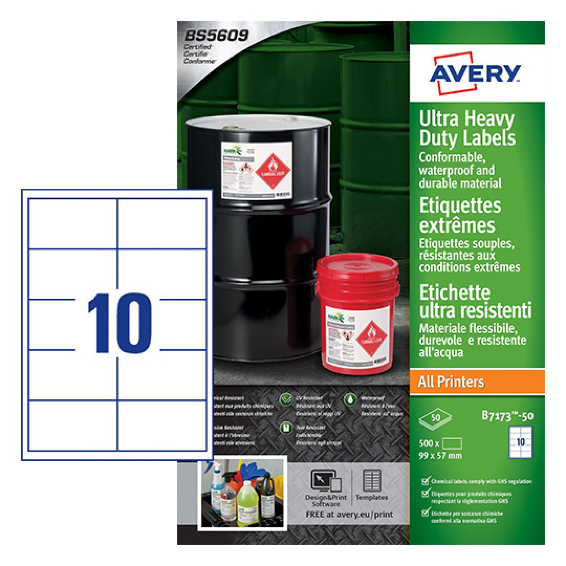 Avery Ultra Resistant Labels, 57x99mm, White