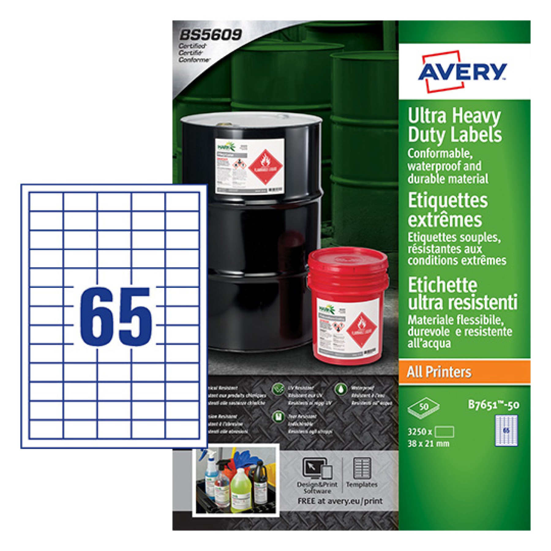 Avery Ultra Resistant Labels, 38x21mm, White