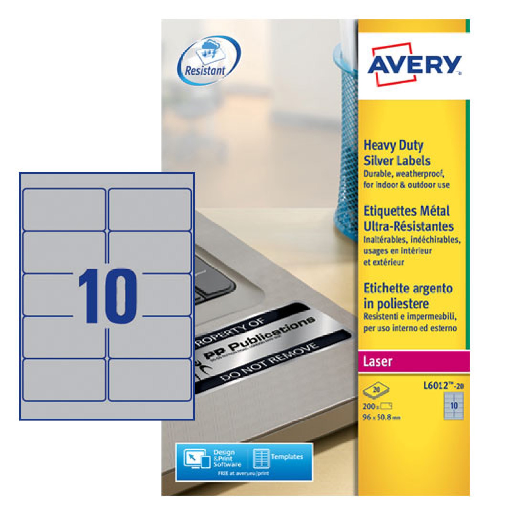 Avery Heavy Duty Labels, 96x50.8mm, Silver