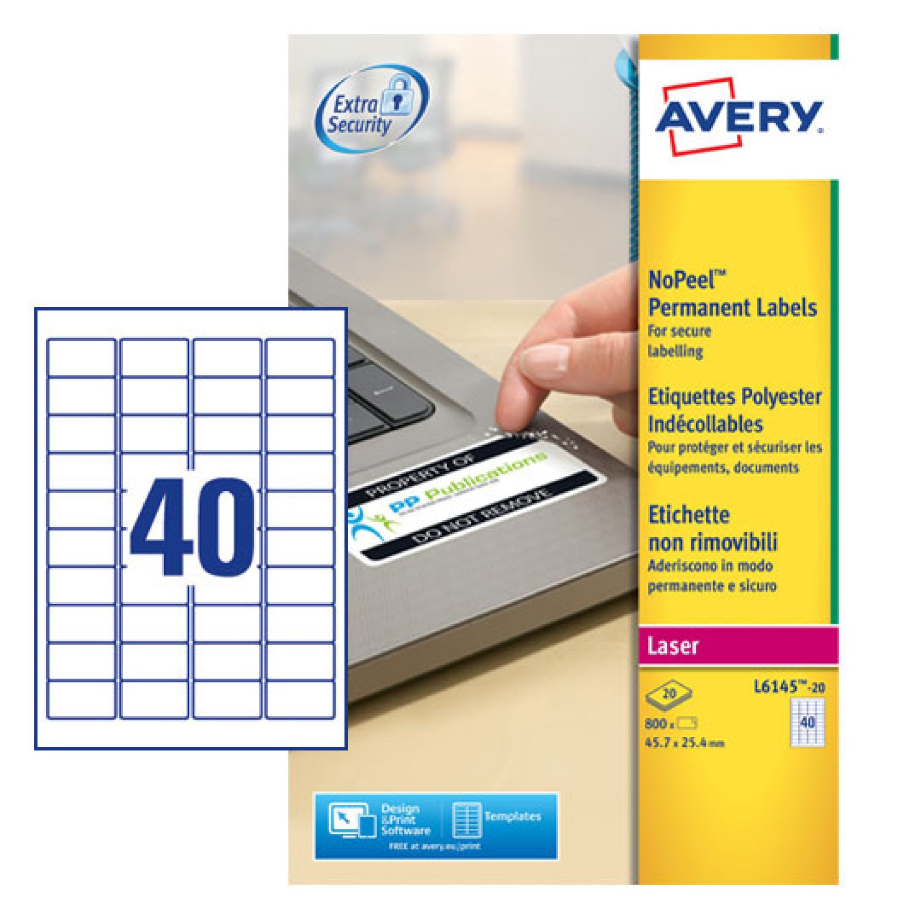 Avery NoPeel Labels 45.7x25.4mm, White