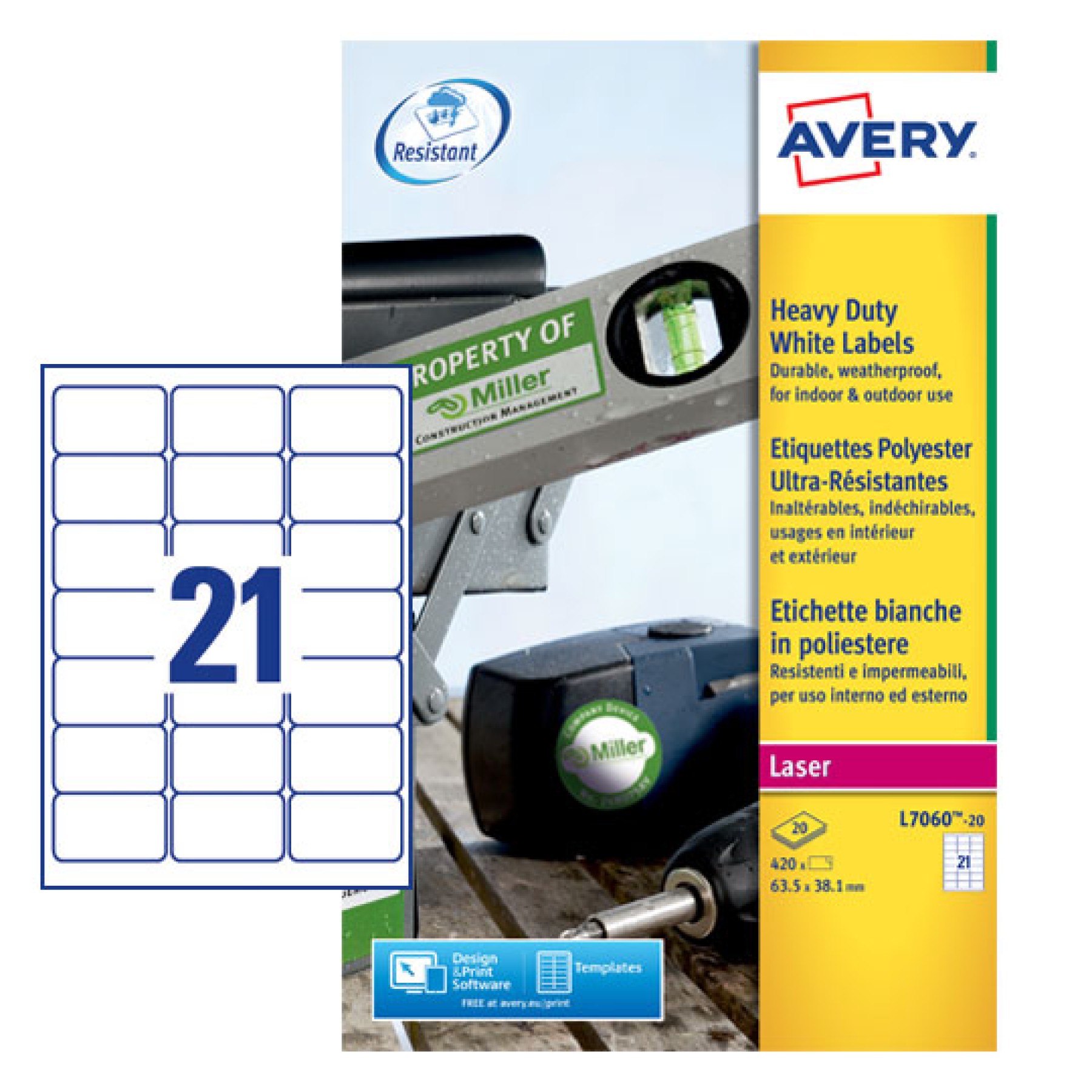 Avery Heavy Duty Labels, 63.5x38.1mm, White