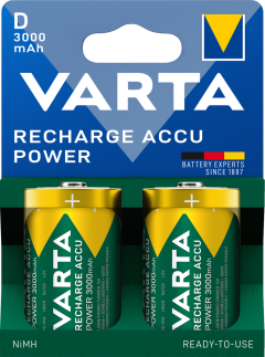 VARTA Rechargeable D Batteries 3000mAh Pack  of 2